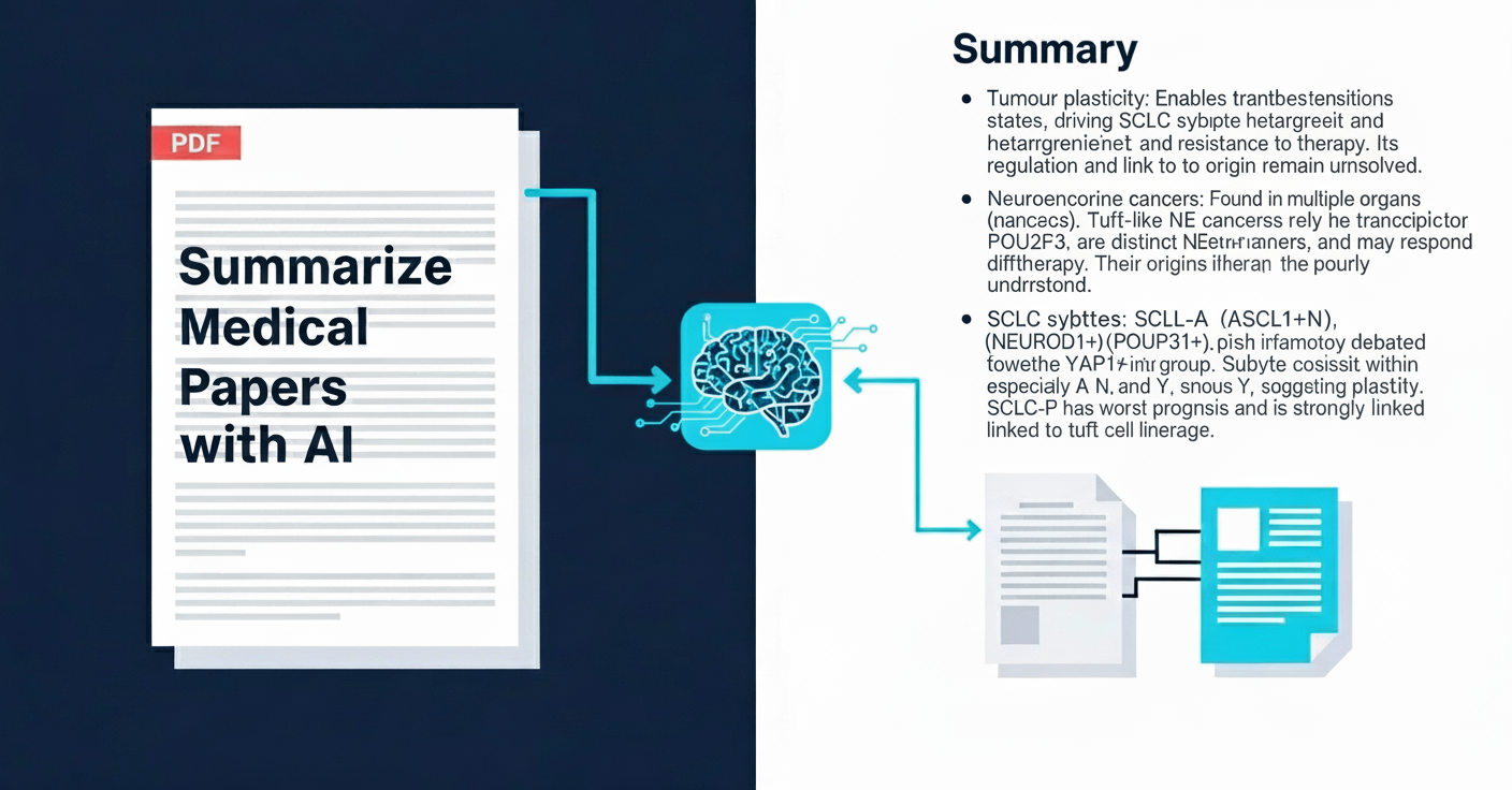 Summarize medical research papers with AI workflow illustration